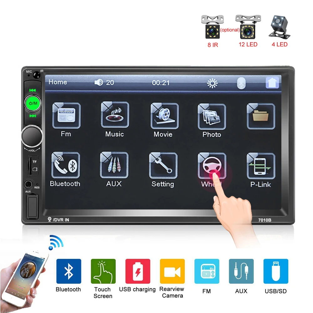 Автомагнитола 2 din с сенсорным экраном 7 дюймов bluetooth MP5 USB TF FM | Автомобили и