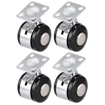 

uxcell Office Chair Casters Alloy Plastic 1.5 Inch Twin Wheel,Top Plate Mount Swivel Caster 1.5in w Brake 4pcs