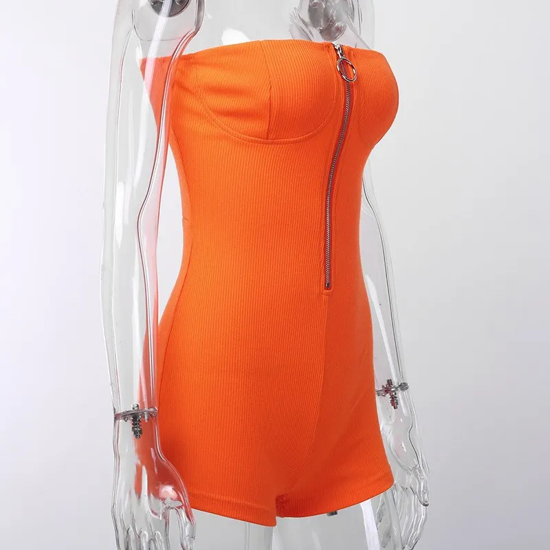 Элегантные женские оранжевые шорты с открытыми плечами Комбинезоны на ...