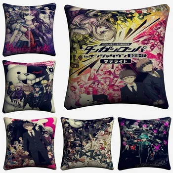

New Danganronpa V3 Full Figures Decorative Cotton Linen Cushion Cover 45x45cm For Sofa Chair Pillow Case Home Decor Almofada