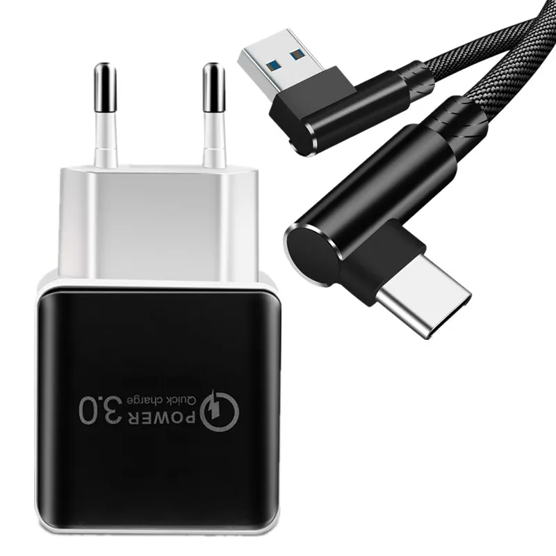 

USB Wall Charger QC 3.0 USB Travel Mobile Phone Fast Charge Type C Cable For Sharp Aquos Zero Moto One Vision G7 Plus Play P30