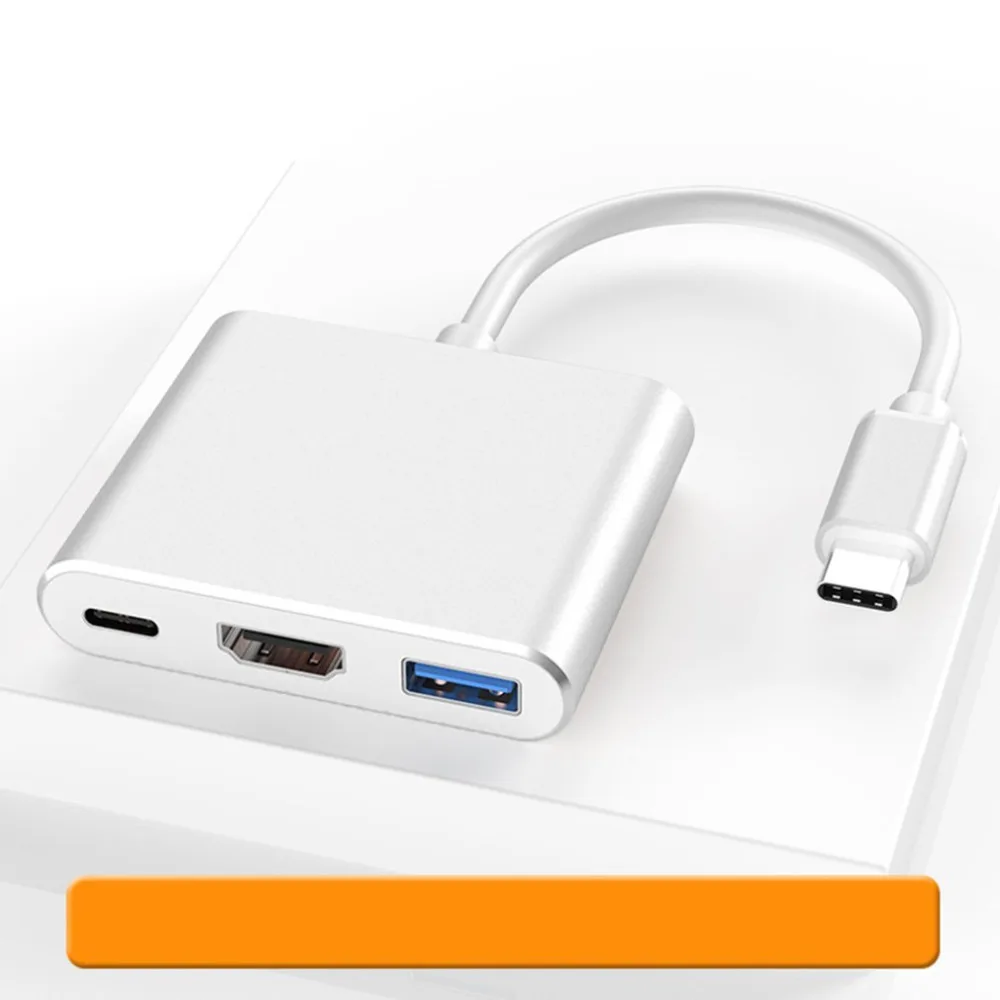 Тип-c поворот HDMI три в одном тип-c Поворот usb тип-c к HDMI конвертер USB 3,0 концентратор Кабель-адаптер для Apple Macbook