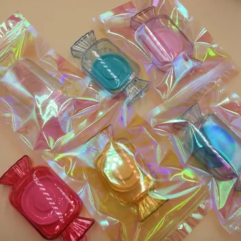 

2020 New Design Candy Lash Box 12pcs/lot Clear Eyelash Packaging with Holographic Lash Bags