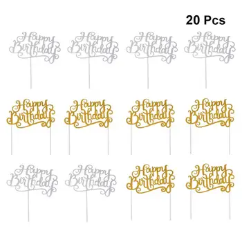 

20pcs Cake Topper Shiny Adorable Cake Toppers for Festival Birthday Party Cake Supplies Baking & Pastry Tools