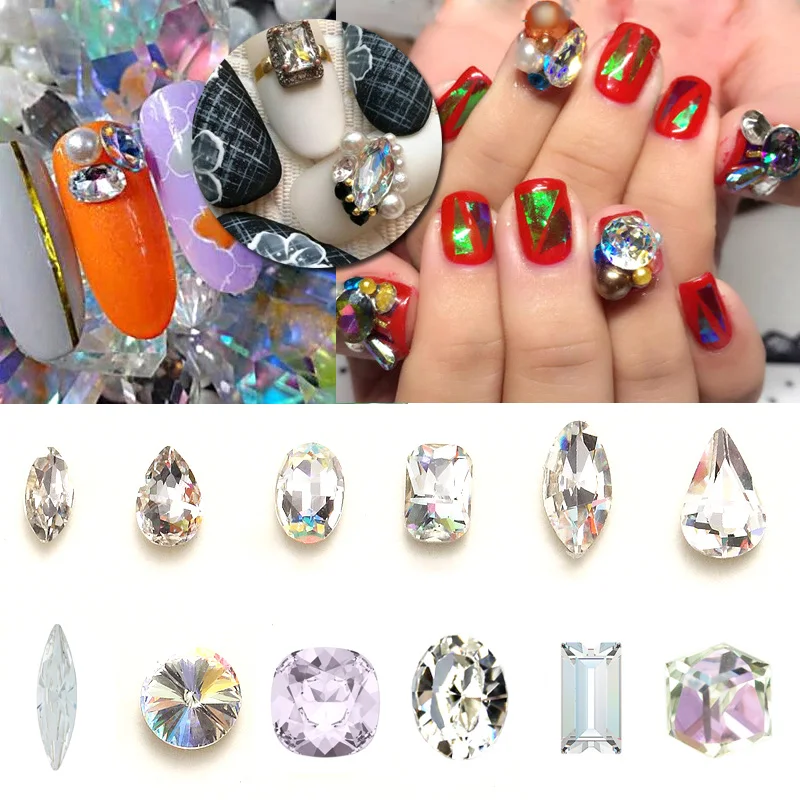 Pêra em Forma de Tamanho Strass para 3d Super Glitter Cristal Peridot Misto 27 Pçs 21 12 Pointback Vidro Unhas Arte Gemas Cor 2 pçs 12 pçs pointback vidro strass para 3d unhas arte gemas