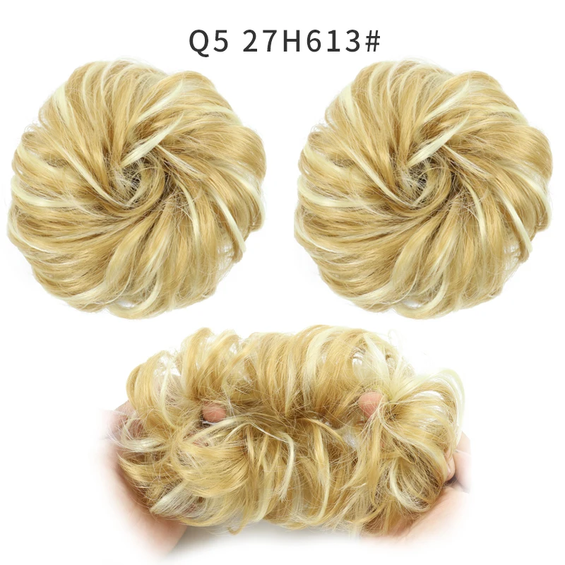MERISIHAIR, вьющиеся резинки для волос, шиньон, с резинкой, коричневый, серый, синтетические волосы, кольцо, обруч на грязные пучки, хвосты - Цвет: 27H613