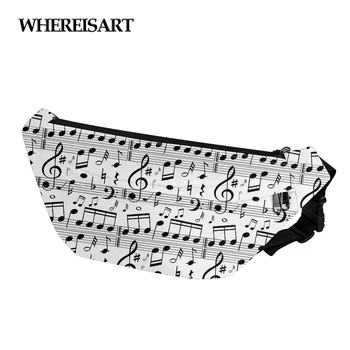 

WHEREISART Waist Bag Pack Purse Casual Large Phone Belt Bag Pouch Music Notes Travel Phone Bag Fanny Banana Bag Hip Bags