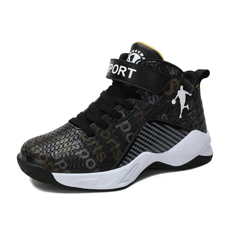 Черный PINSEN Autumn Winter Kids Basketball Shoes boys Sneakers Non-slip Casual Children Shoes Boy Sneakers Breathable Sport Shoes - Цвет: Черный