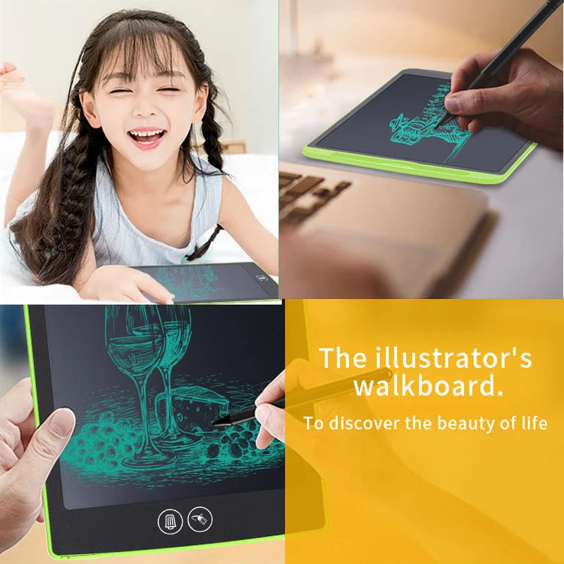 Smart LCD Writing Tablet 12'' Digital Drawing Tablets Electronic Handwriting Pad Ultra-thin Paint Board Notepad Gift for kids UM