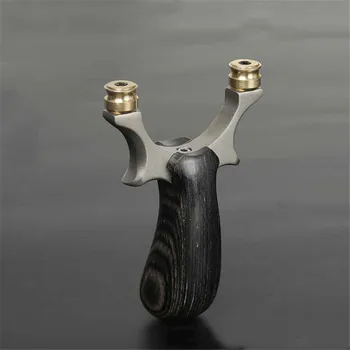 

Hunting slingshot high quality stainless steel catapult solid wood slingshot with flat rubber band outdoor shooting game bow