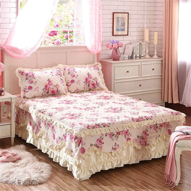 Rue Floral Cotton Bedskirt Duvet Cover Set – Qbedding