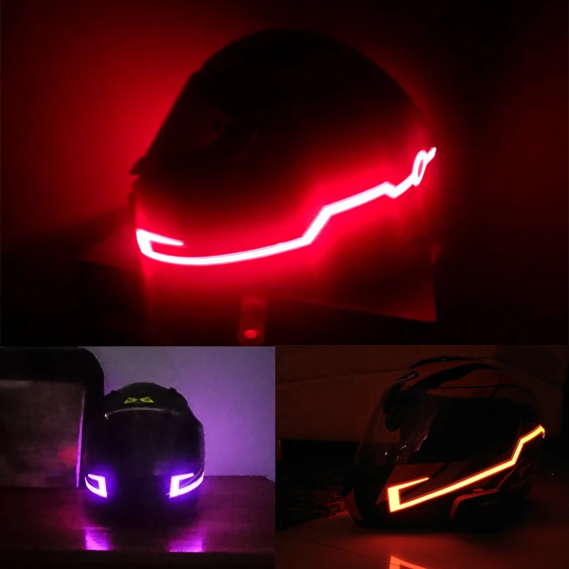 Nuoxintr Motorcycle Helmet Signal Durable Flashing Stripe Night Motocross Riding Helmet Kit Waterproof Bar LED Light Strip