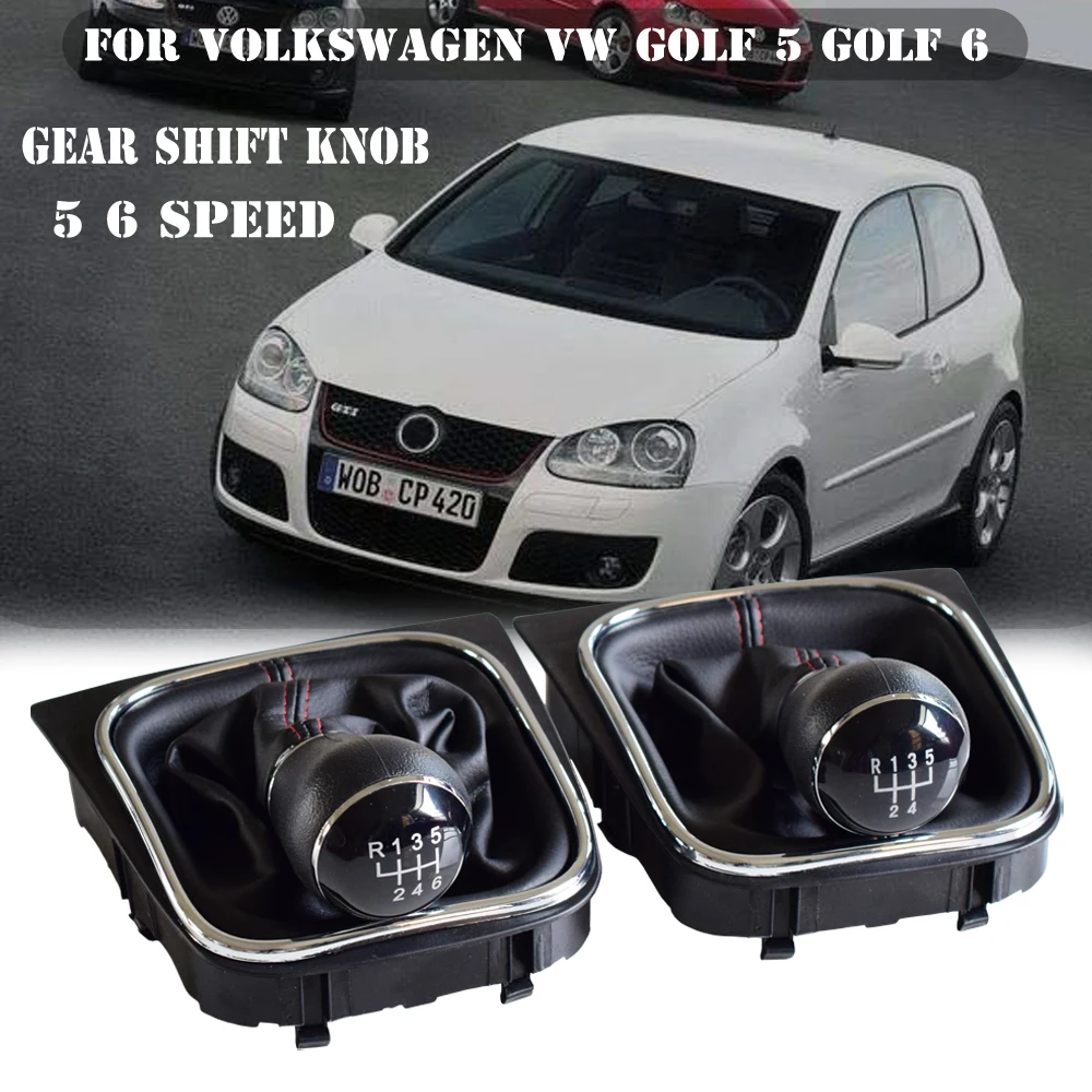 Черный ABS автомобиль 5 6 скоростей ручка переключения передач Manaual Автомобиль Стайлинг подходит для Volkswagen VW Golf 5 Golf 6 с гетрами загрузки кожаный чехол