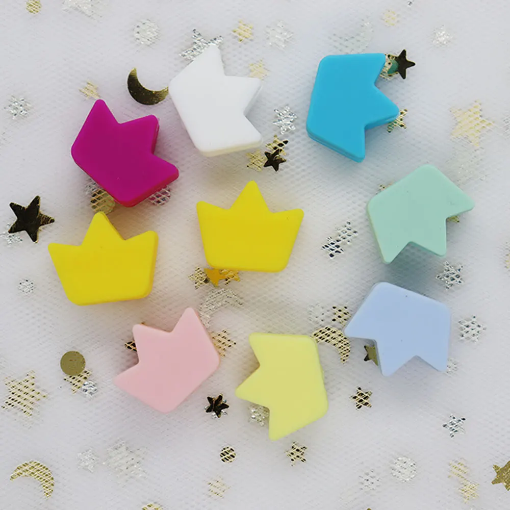 Crown Mix Colors 100 шт, силиконовые бусины со звездами и жемчугом, 13 мм, силиконовые шарики Perle для зубов, сделай сам, силиконовые бусины с короной в форме сердца, игрушки для прорезывания зубов - Цвет: Crown Mix Colors