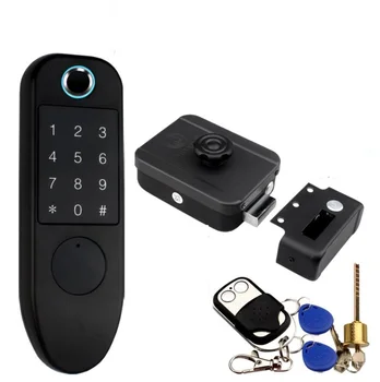 

Batter power Fingerprint Door Lock Waterproof Outdoor Gate Lock Password Rfid Card Key Front Electronic Lock