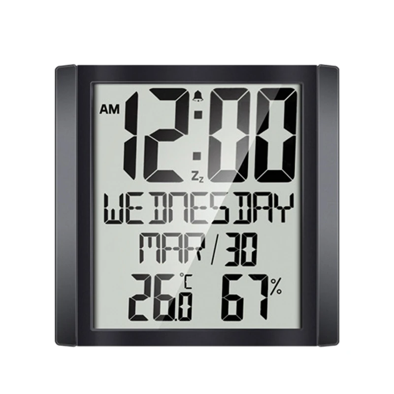 Large Sn Wall Clock Home Temperature and Humidity Meter Alarm Clock