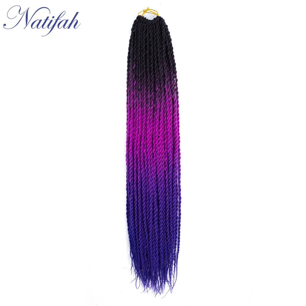 Natifah Ombre Сенегальские крученые волосы коробка крючком косички волосы 24 дюйма синтетические косички волосы для наращивания 20 корней/упаковка коричневый