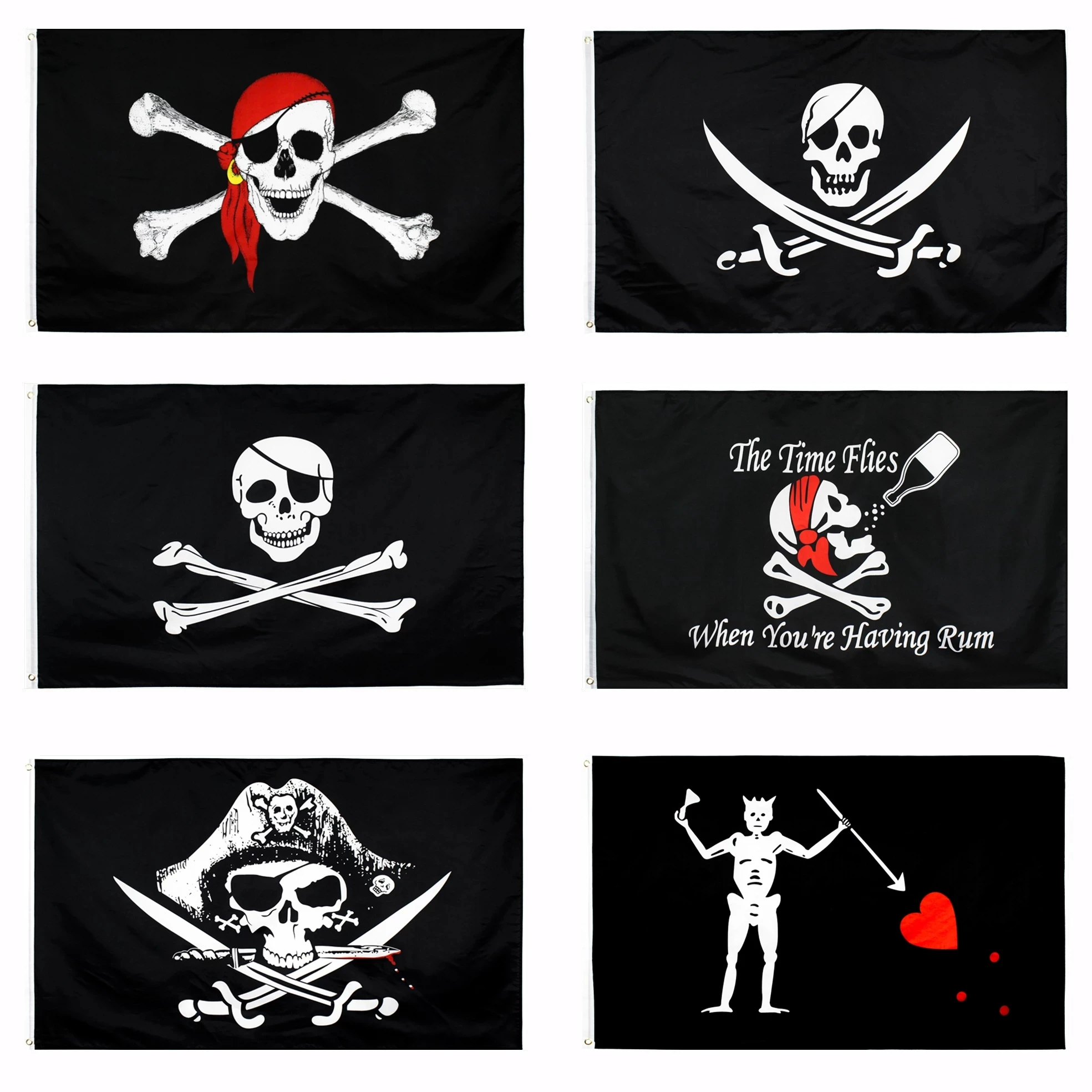 

90x150cm Halloween Skull Flag Cross Crossbones Sabres Swords Jolly Roger Pirate Dead Man's Chest Banner Halloween Party Decor