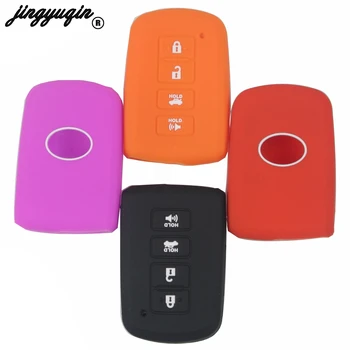 

jingyuqin 30pcs/lot 4 Buttons Silicone Car Key Case Cover Key Shell Fob Holder For Toyota Camry Prius RAV4 Avalon Corolla Altis