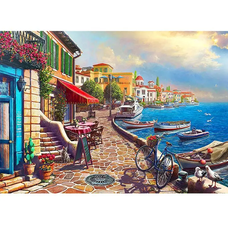 

Painting By Numbers For Adults Diy Framed Seaside resort Landscape Picture By Number Handmade Home Decor Art