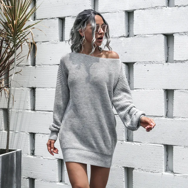 Knit Sweater Dress Women Spring Fall V 