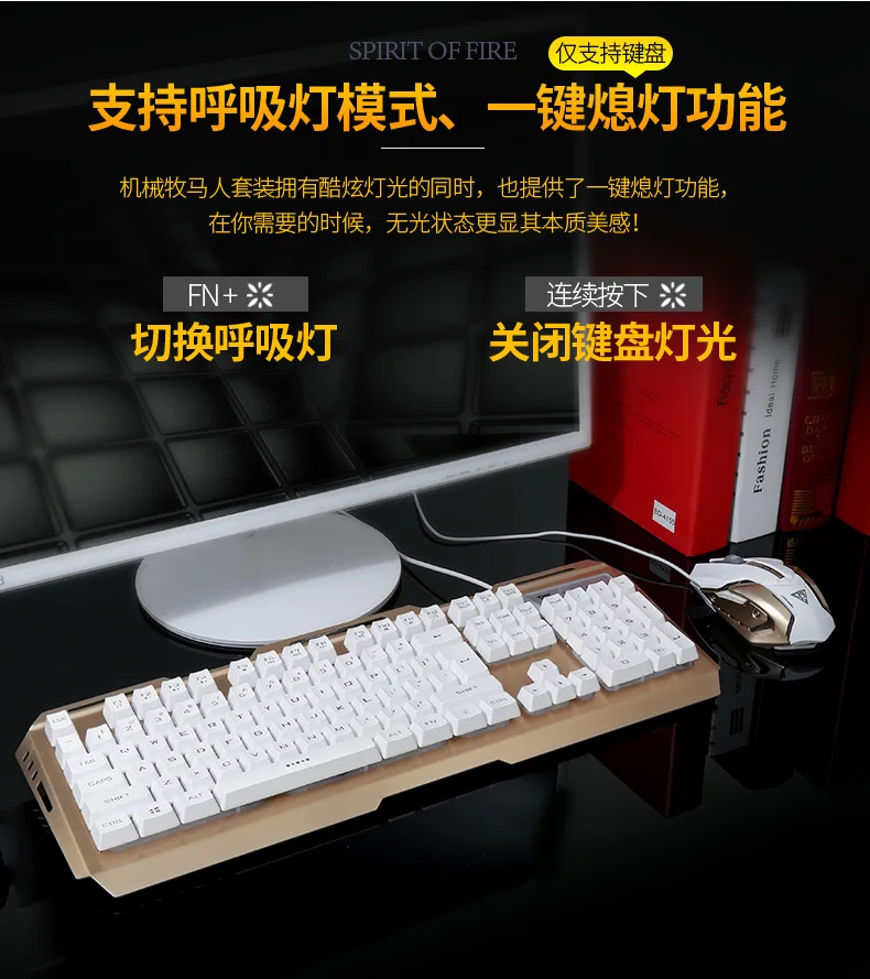 V1 Клавиатура Мышь Комбинированный геймер проводной светодиодный мультимедийный эргономичный металлический Pro игровая клавиатура+ 6 кнопок мышь для ПК