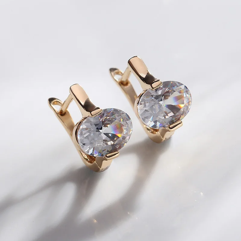 MAIKALE Simple Multicolor CZ Stud Earrings for Women Gold Silver Cubic Zirconia Charm Earrings New Fashion Jewelry Girls Gifts - Окраска металла: gold white