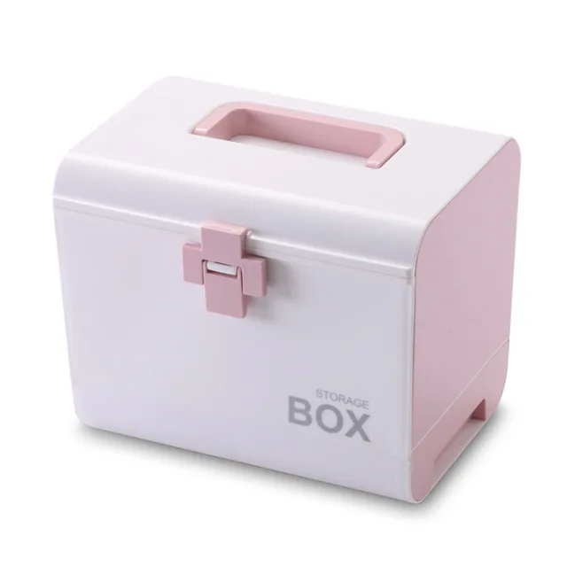 Pink Многослойный органайзер для хранения, медицинская коробка, переносные медицинские наборы, пластиковый ящик для хранения лекарств, коробка для хранения лекарств, инструменты первой помощи для дома - Цвет: Pink