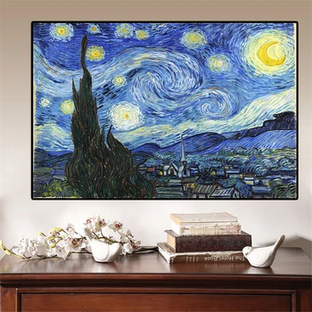 

Van Gogh Starry Night Canvas Paintings Posters and Prints Wall Art Picture for Living Room Home Decoration