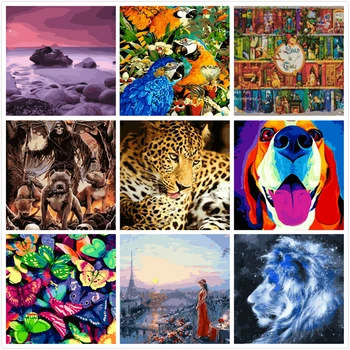 

Sunshine DIY Paints By Numbers Cat Dog Animals 50x40cm Art Pictures Set Coloring Decorative Canvas Wall Artcraft Oil Painting By