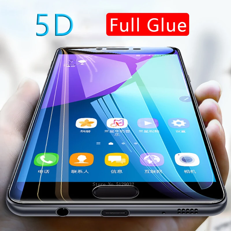 5d full glue tempered glass for samsung a5 a6 a7 a8 plus a9 2018 protective glas