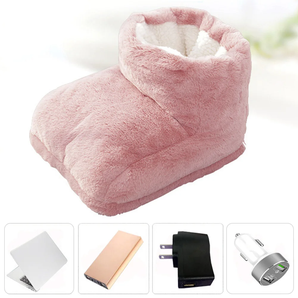 Electric Heated Furry Winter Warm Foot Warmer Cold Feet Safe Detachable USB Charging Easy Operate Thermostat Home Office Boots