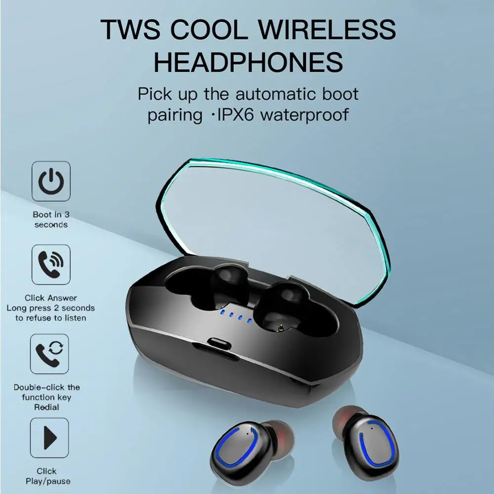 Bluetooth 5 0 наушники портативные TWS беспроводные наушники-вкладыши 3D стерео звук с