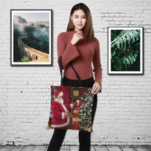 Crowale Забавный Пакет Рождественский подарок DIY двусторонний Рождественский подарок Bage Женская холщовая Большая вместительная винтажная сумка через плечо