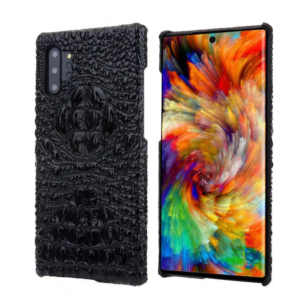 Чехол из натуральной кожи для samsung Galaxy S10 S10E S10 S9 S8 Plus Note10 Plus 9 8 роскошный 3D модель крокодиловой кожи жесткий чехол - Цвет: Black