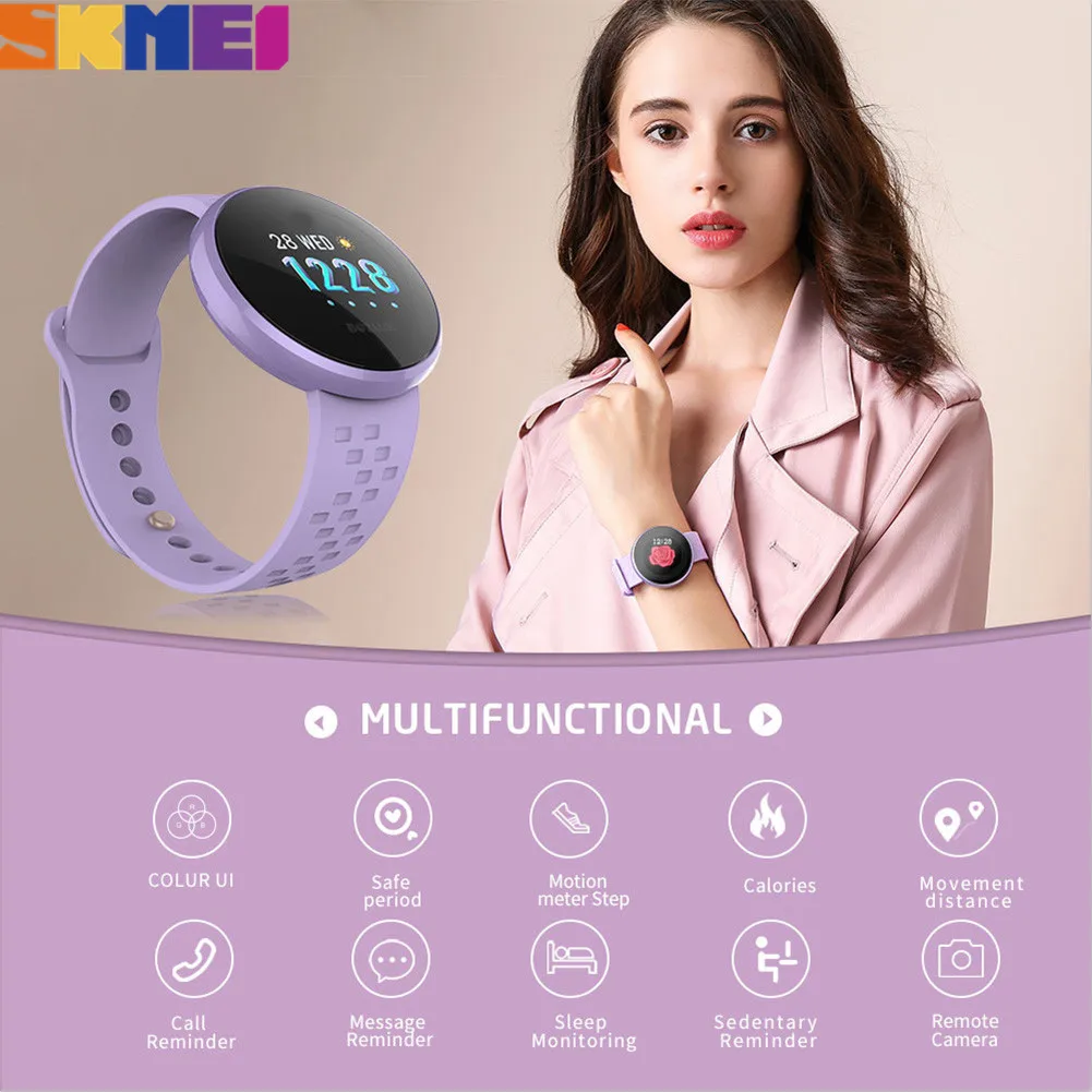 SKMEI Women Smart Watch 12 languages Heart Rate Female Period Reminder
Beauty Smart wristband Calorie Sport Watches Clock B36