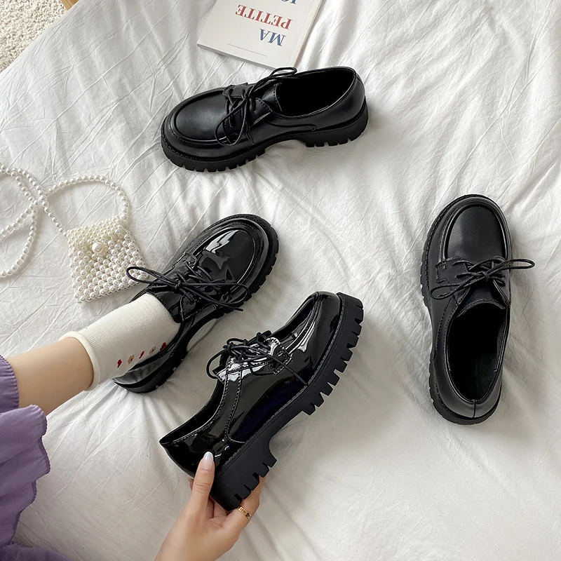 

British Style Leather Shoes Women's Soft Leather Japanese JK Shoes Black Thick-Soled Student Korean Style Single Layer Shoes