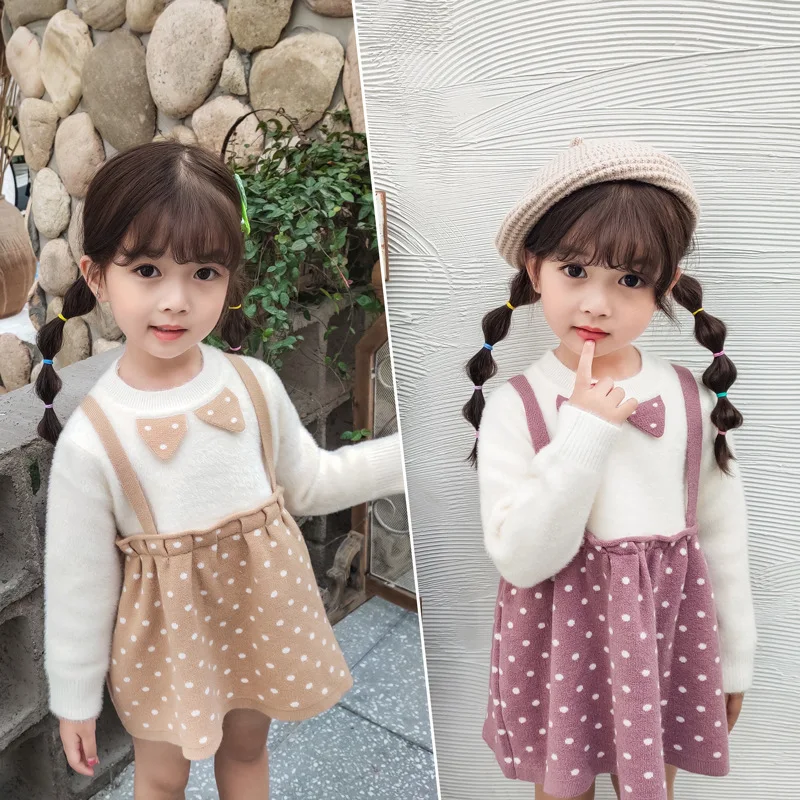 Вязаное платье для девочек модные хлопковые платья для девочек на осень и зиму от 1 до 6 лет