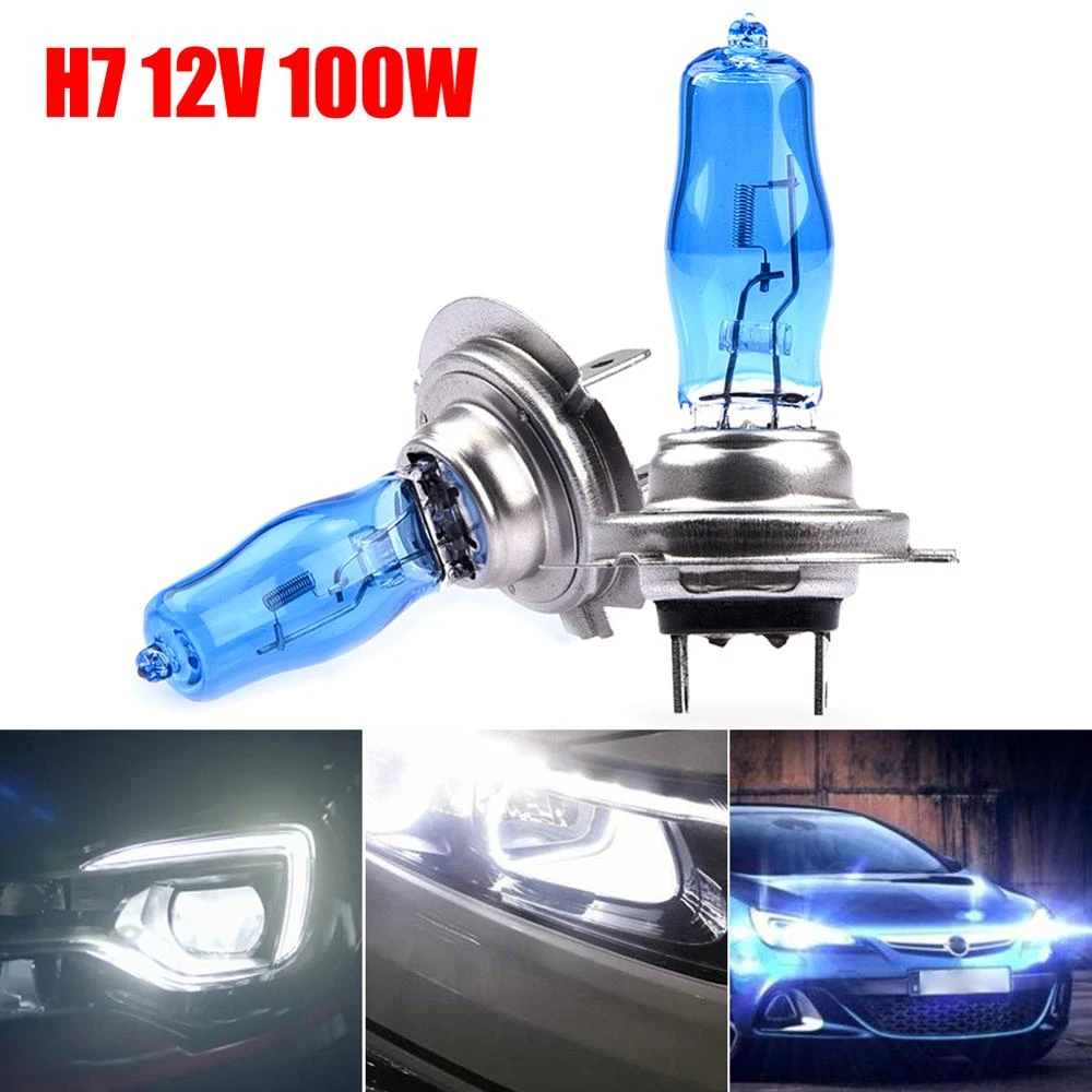 2x H7 12V 100W Car Halogen Headlight Fog Lamp Bulb 6000K White Super Bright