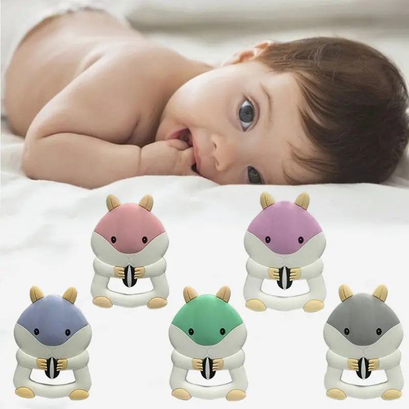 

Baby Silicone Tooth Gel Creative Cartoon Squirrel Infants Chew toy Newborn Kids Tooth Molar Stick Teether