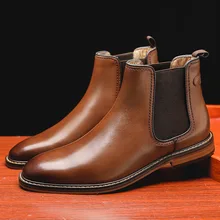 

Men's Fashion Business Genuine Leather Men's Shoes High Top Layer Cowhide Chelsea Boots Men's Comfort and Casual Ankle Boots