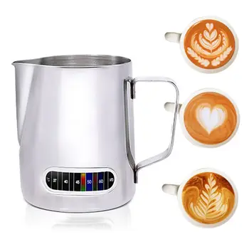 

Fantastic Kitchen Stainless Steel Coffee Pitcher with therometer on the surface Coffee Barista Latte Cappuccino Milk Cream Cup
