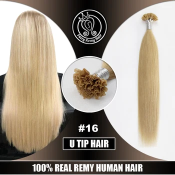 

Fairy Remy Hair 1g/s 16" 18" Keratin Human Fusion Nail U-tip Remy Hair Extenions Gold Blonde Straight Remy Pre-bonded Human Hair