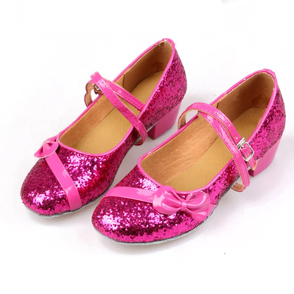 Toddler Baby Kids Girls Princess Dancing Ballroom Tango Latin Dance shoes Princess Children Leather hoes For Party#BE