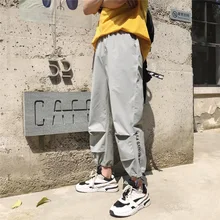 Популярные летние брендовые свободные комбинезон на лямках в Корейском стиле прямого покроя Капри крутые Повседневное брюки для девочек, штаны с нижней резинкой ноги брюки ins Для Мужчин's
