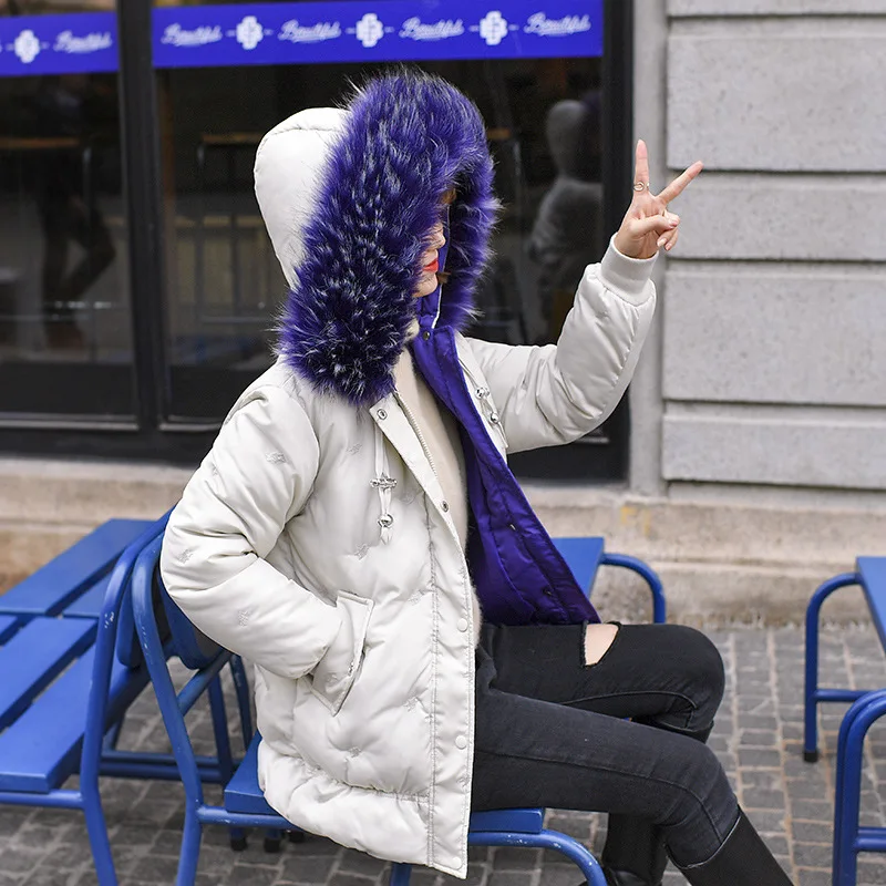 

AliExpress 2109 Winter New Style Europe And America down Jacket Cotton-padded Clothes Women's Mid-length Loose Version of WOMEN'