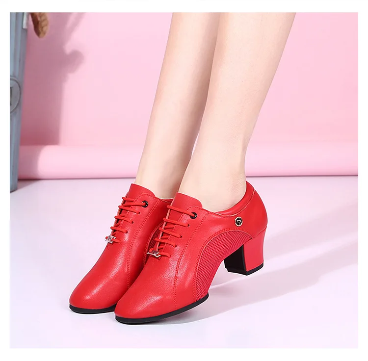 Women's Genuine Leather Latin dance shoes Ballroom dancing shoes classic Lady square dance shoe