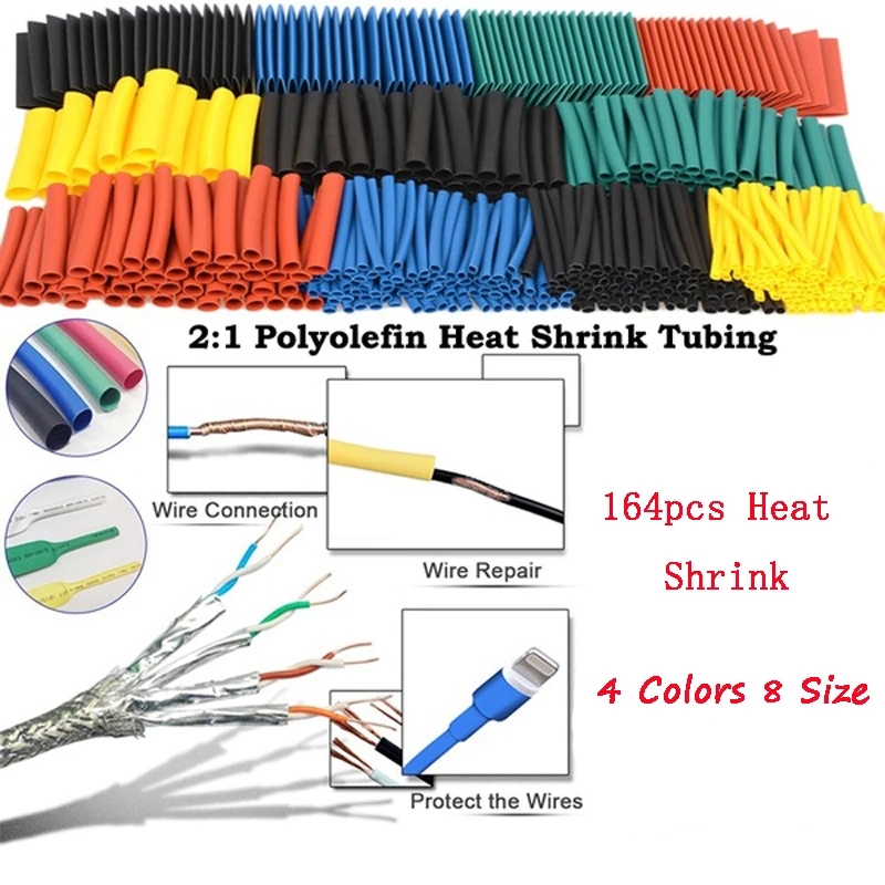 Anytime Tools 48 pc HEAT SHRINK TUBING WRAP SLEEVES ASSORTED SIZES 