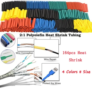 

164pcs Heat shrink tube Insulation Sleeving termoretractil Polyolefin Shrinking Assorted set 2:1 Heat Shrink Tubing Wire Cable