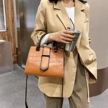 

Retro Shoulder Bag Crocodile Pattern PU Leather Women's Handbag High Quality Female Crossbody Bag With Detachable Shoulder Strap